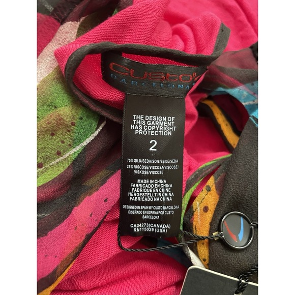 Custo Barcelona Y2K 60s Psychedelic Sheer Top Blouse Vibrant Funk Hip Sz 2 B34 - Picture 5 of 11